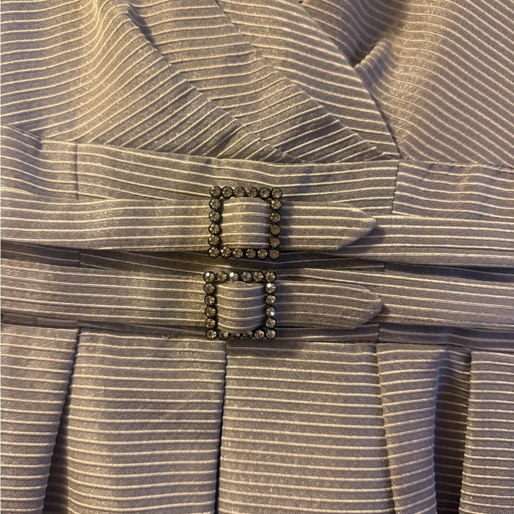 Nanette Lepore sparkly Gray Striped Fit-and-Flare Aline Dress-Women’s Size 2 - Picture 4 of 7